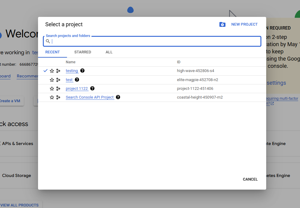 Open Google Cloud Console